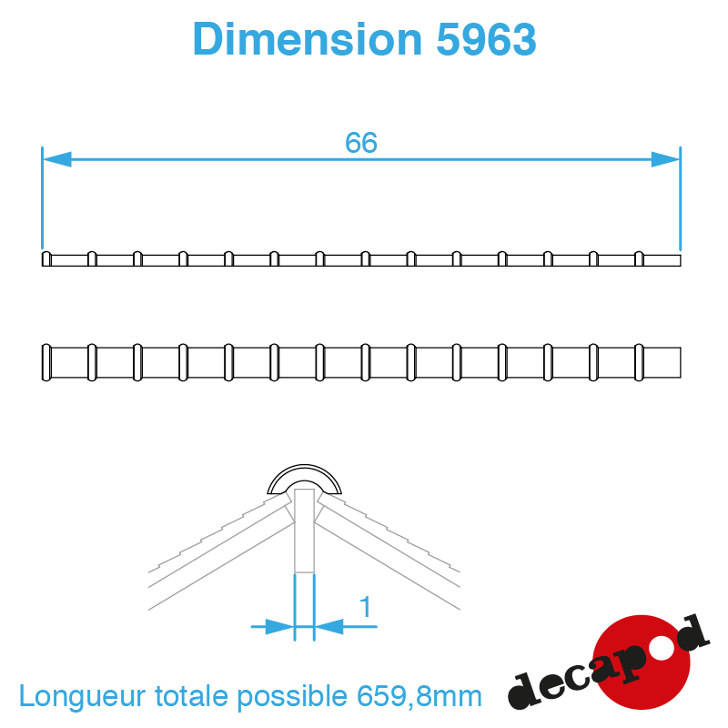 Tuiles faîtières demi-rondes HO Decapod 5963 - Maketis