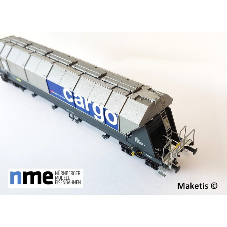 Wagon céréalier Tagnpps 96,5m³ SBB, argent EP VI HO NME 510621 - Maketis Wagon céréalier Tagnpps 96,5m³ SBB, argent EP VI HO NME 510621 - Maketis