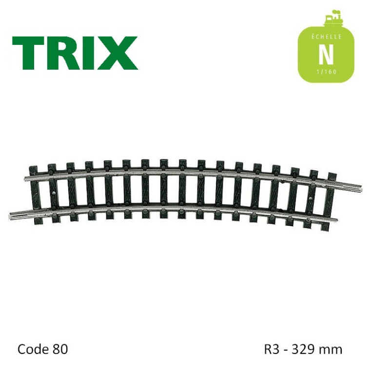 Rail courbe R3 329mm code 80 N Minitrix 14917 - Maketis