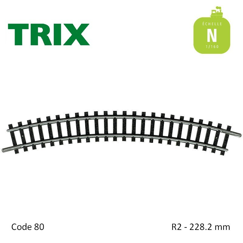 Rail courbe R2 228.2mm code 80 N Minitrix 14922 - Maketis