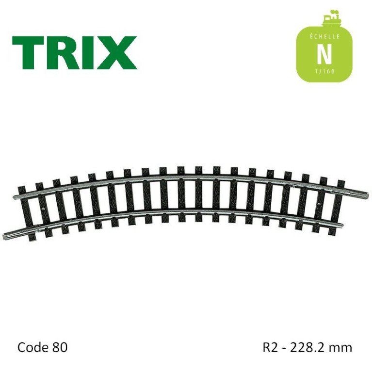 Rail courbe R2 228.2mm code 80 N Minitrix 14924 - Maketis