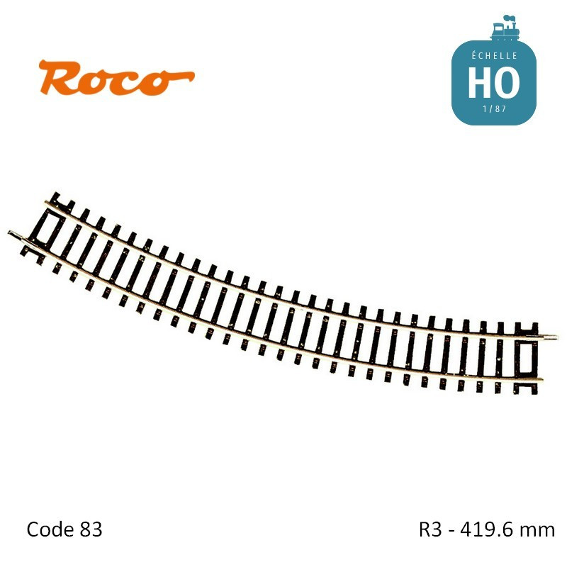 Rail courbe RocoLine R3 419.6mm code 83 HO Roco 42423 - Maketis