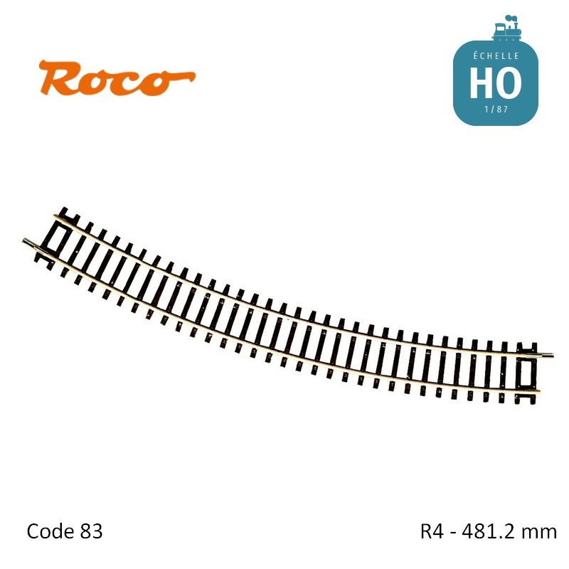 Rail courbe RocoLine R4 481.2mm code 83 HO Roco 42424 - Maketis