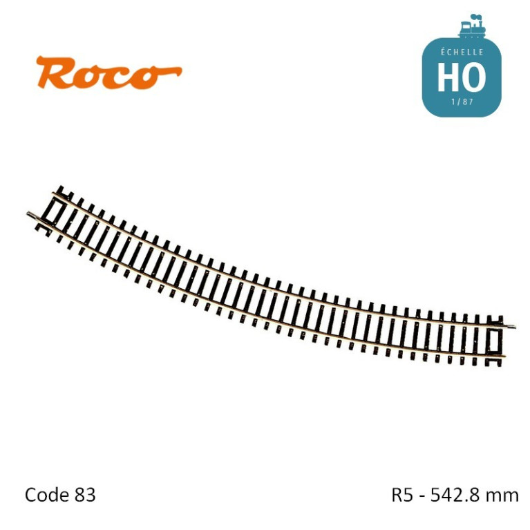Rail courbe RocoLine R5 542.8mm code 83 HO Roco 42425 - Maketis Rail courbe RocoLine R5 542.8mm code 83 HO Roco 42425 - Maketis