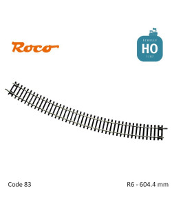 Rail courbe RocoLine R6 604.4mm code 83 HO Roco 42426 - Maketis