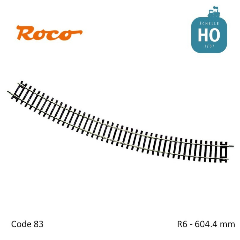 Rail courbe RocoLine R6 604.4mm code 83 HO Roco 42426 - Maketis