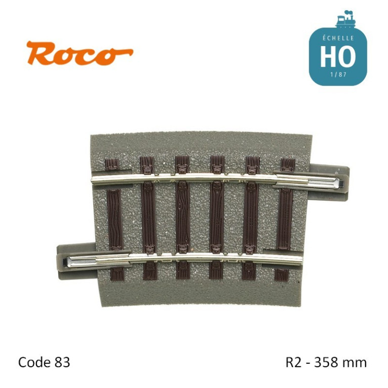 Rail courbe GeoLine R2 358mm code 83 HO Roco 61129 - Maketis