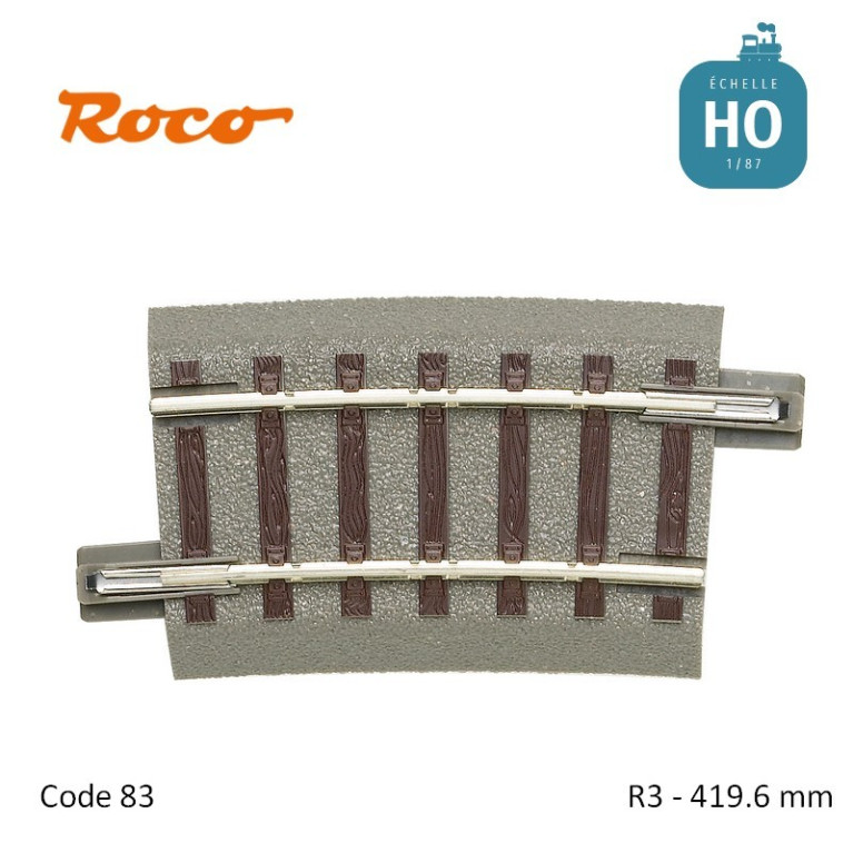 Rail courbe GeoLine R3 419.6mm code 83 HO Roco 61130 - Maketis Rail courbe GeoLine R3 419.6mm code 83 HO Roco 61130 - Maketis