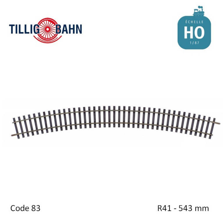 Rail courbe Elite R41 543mm code 83 HO Tillig 85145 - Maketis