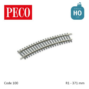 Rail courbe Setrack R1 371mm code 100 HO Peco ST-220 - Maketis