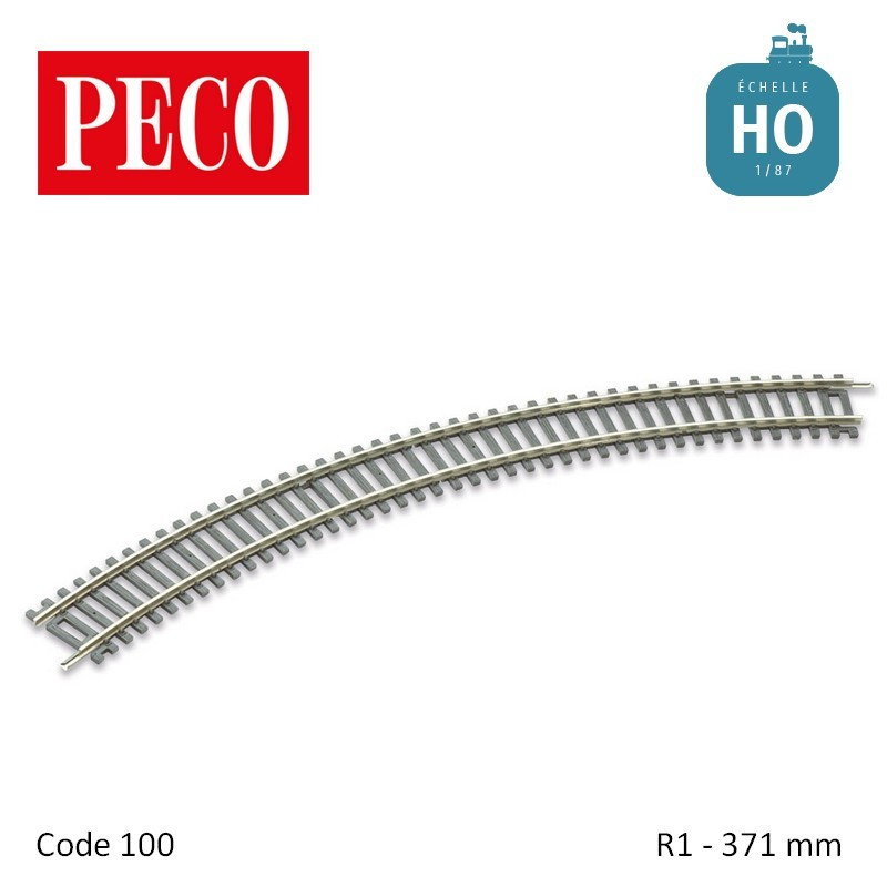 Rail courbe Setrack R1 371mm code 100 HO Peco ST-221 - Maketis