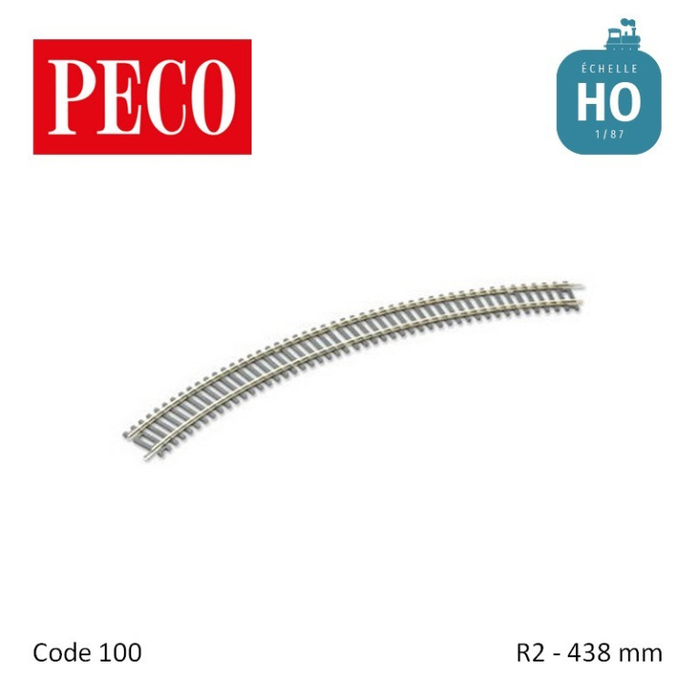 Rail courbe Setrack R2 438mm code 100 HO Peco ST-226 - Maketis Rail courbe Setrack R2 438mm code 100 HO Peco ST-226 - Maketis