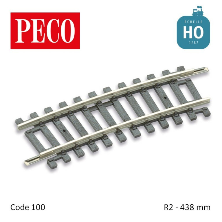 Rail courbe Setrack R2 438mm code 100 HO Peco ST-227  - Maketis