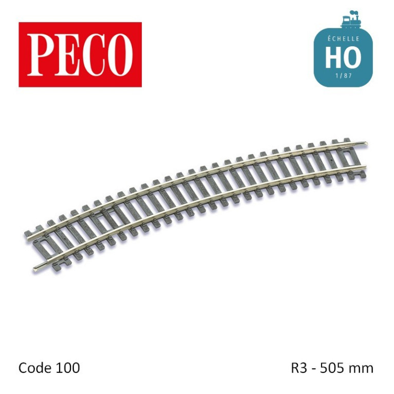 Rail courbe Setrack R3 505mm code 100 HO Peco ST-230 - Maketis Rail courbe Setrack R3 505mm code 100 HO Peco ST-230 - Maketis