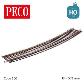 Rail courbe Setrack R4 571mm code 100 HO Peco ST-235 - Maketis