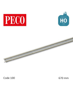 Rail droit Setrack long 670mm Code 100 HO Peco ST-204 - Maketis
