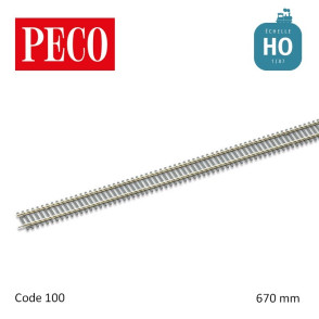 Rail droit Setrack long 670mm Code 100 HO Peco ST-204 - Maketis