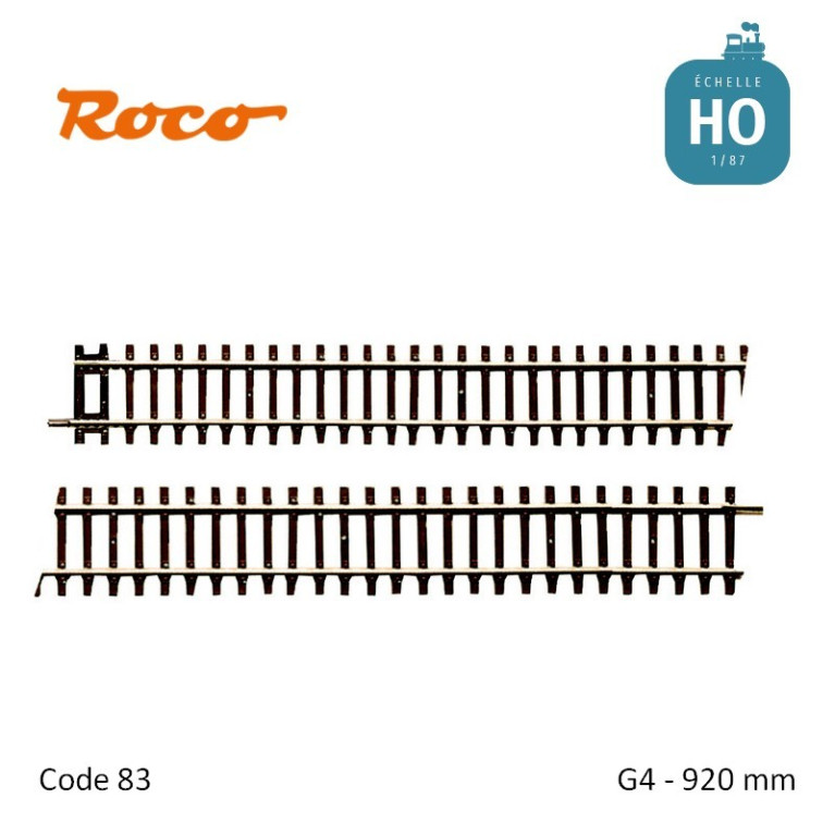 Rail droit Roco G4 avec traverses bois Code 83 HO 42406 - Maketis