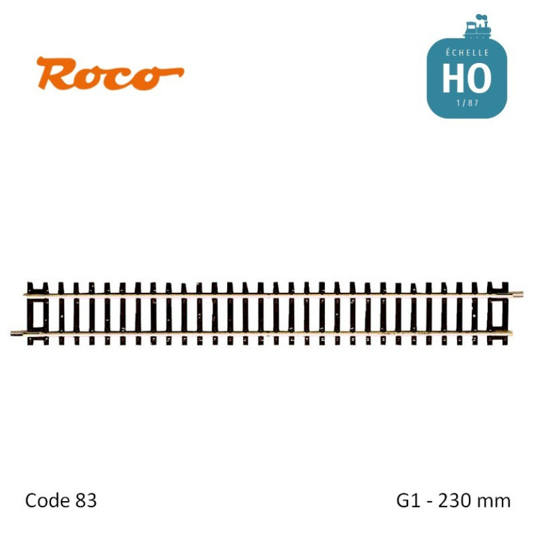 Voie droite G1 230 mm avec traverses bois Code 83 HO 42410 - Maketis