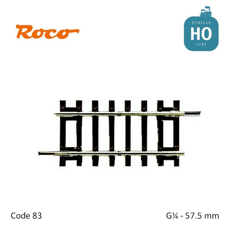 Voie droite G¼ 57,5 mm avec traverses bois Code 83 HO 42413 - Maketis