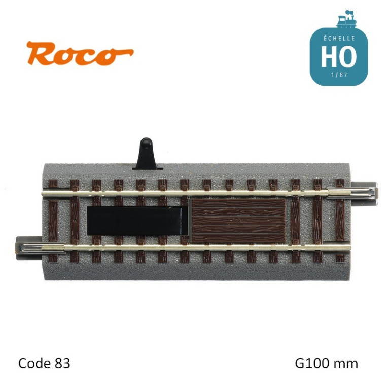 Rail droit avec dételeur électrique GeoLine G100 mm Code 83 HO Roco 61118 - Maketis Rail droit avec dételeur électrique GeoLine G100 mm Code 83 HO Roco 61118 - Maketis