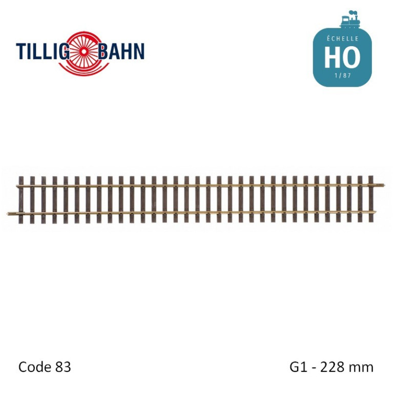 Rail droit Elite G1 228mm code 83 HO Tillig 85118 - Maketis
