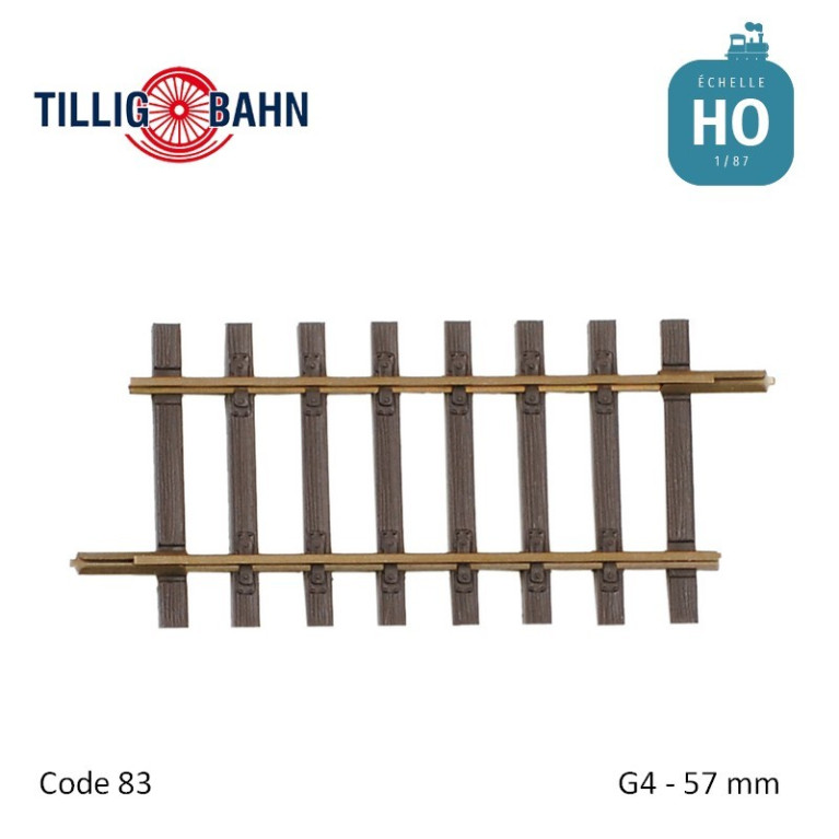 Rail droit Elite G4 57mm code 83 HO Tillig 85131 - Maketis