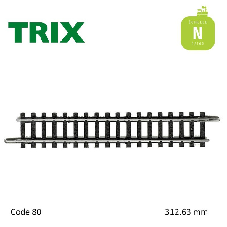 Rail droit 312.63 mm code 80 N Minitrix 14902 - Maketis