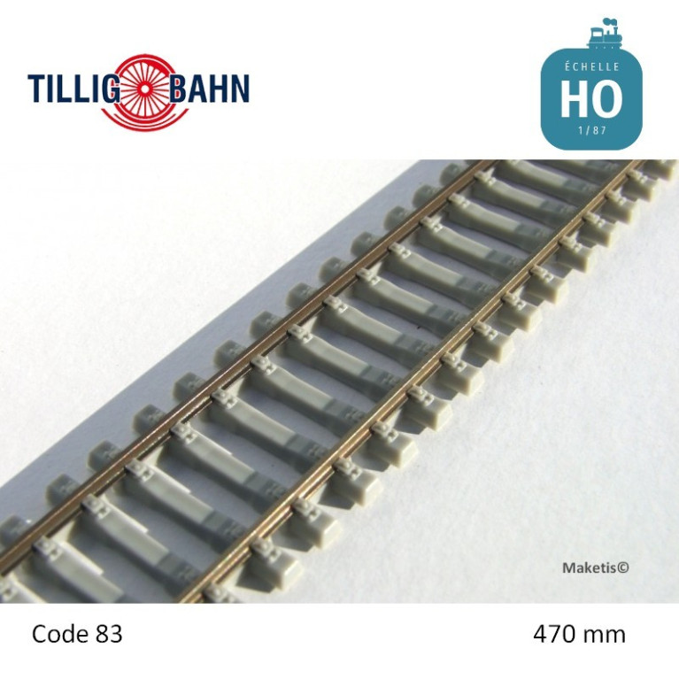 Rail flexible Elite 470mm traverses béton code 83 HO Tillig 85134 - Maketis