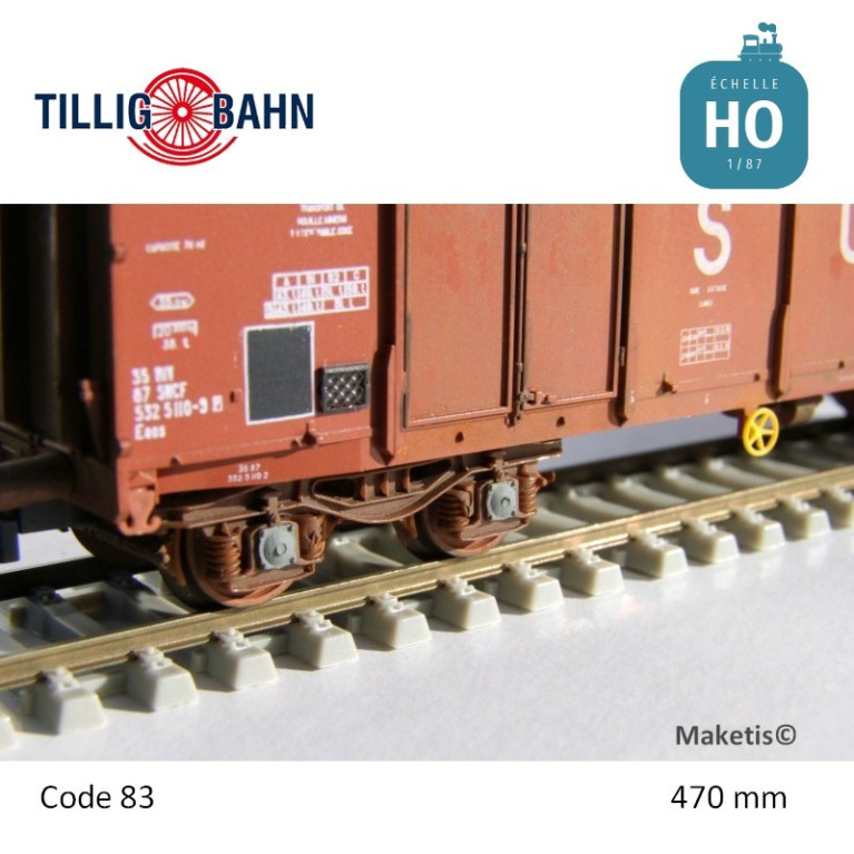 Rail flexible Elite 470mm traverses béton code 83 HO Tillig 85134 - Maketis