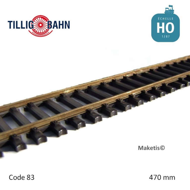 Rail flexible Elite 470mm traverses acier code 83 HO Tillig 85136 - Maketis