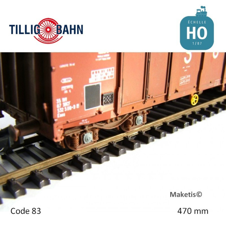 Rail flexible Elite 470mm traverses acier code 83 HO Tillig 85136 - Maketis