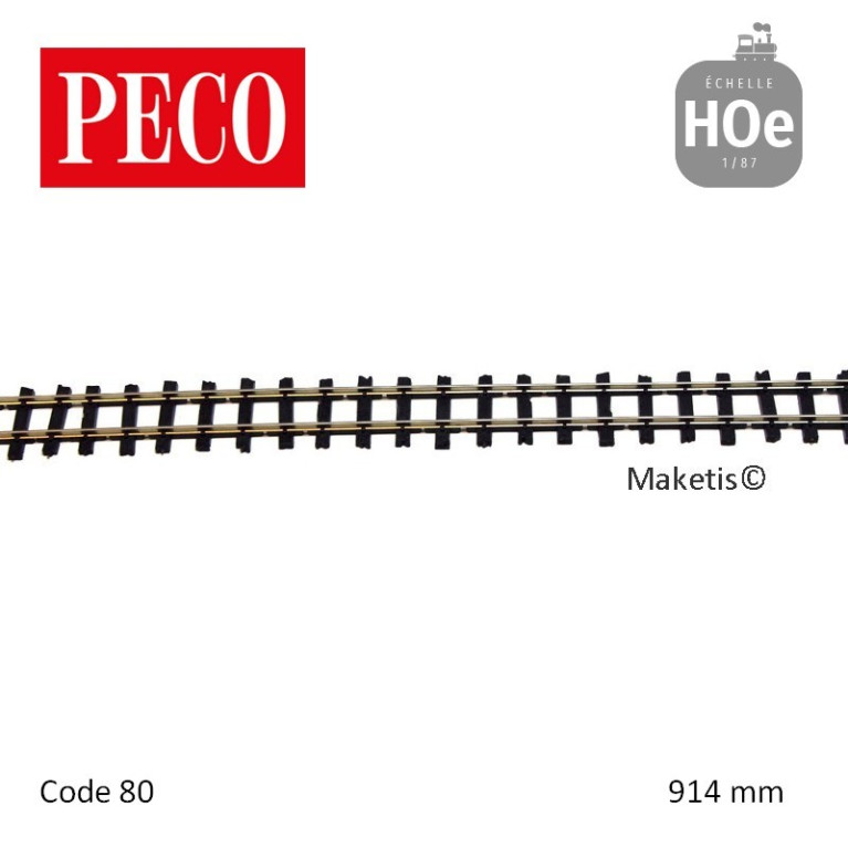 Rail flexible 914 mm traverses irrégulières H0e Code 80 Peco - Maketis