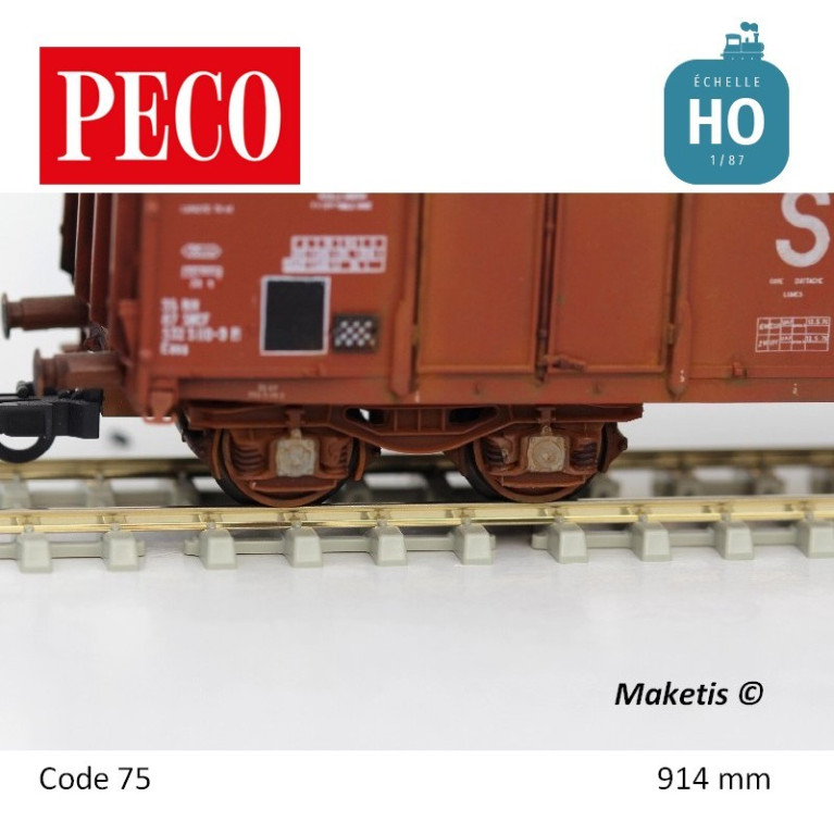 Rail flexible StreamLine 914mm traverses béton bi-blocs Code 75 HO Peco SL-106F - Maketis