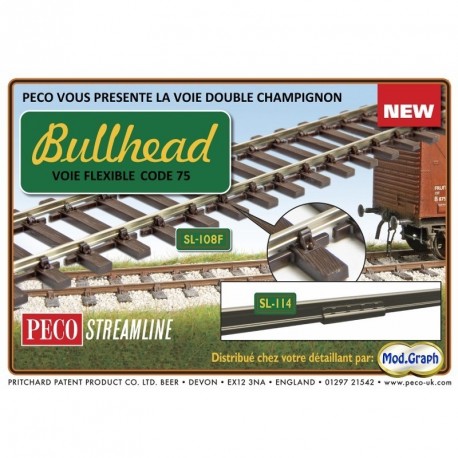 Rail flexible 914 mm double champignon traverses bois HO Code 75 Peco - Maketis