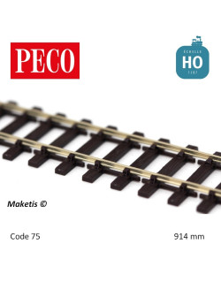 Rail flexible 914 mm double champignon traverses bois HO Code 75 Peco - Maketis
