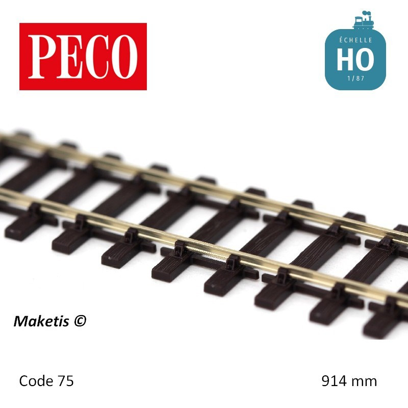 Rail flexible 914 mm double champignon traverses bois HO Code 75 Peco - Maketis