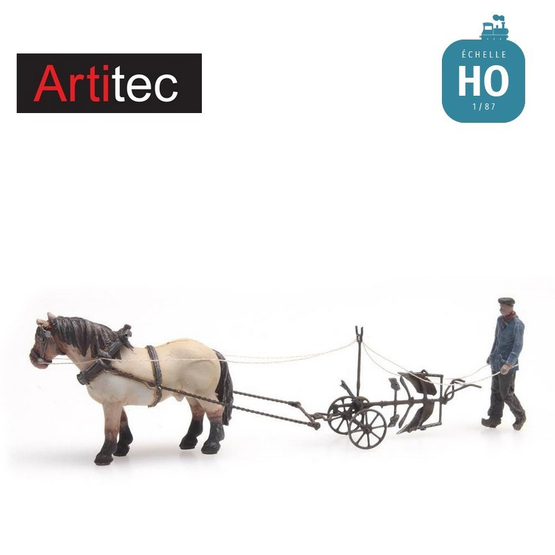 Cheval avec charrue HO Artitec 387.392 - Maketis