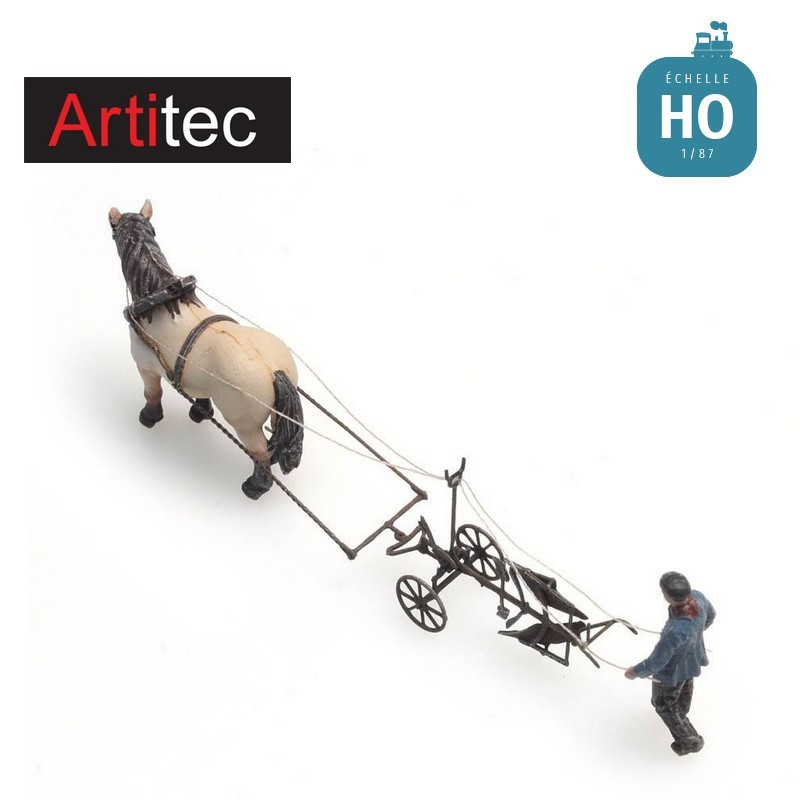 Cheval avec charrue HO Artitec 387.392 - Maketis
