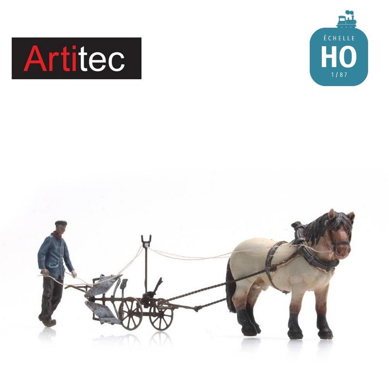 Cheval avec charrue HO Artitec 387.392 - Maketis