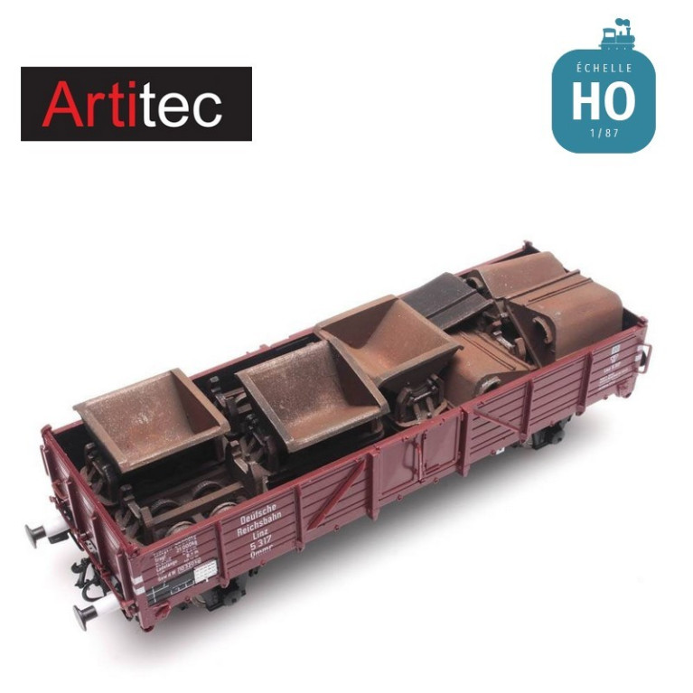 Chargement de wagonnets à benne 96 x 27 mm HO Artitec 487.801.60 - Maketis