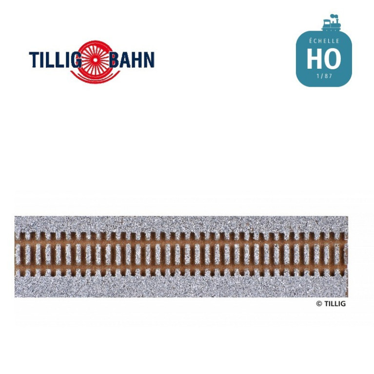 Semelle ballastée HO STYROSTONE grise 950 mm traverses bois Tillig 86559