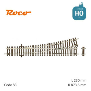 Aiguillage à gauche Roco-Line R873,5mm 15° Code 83 HO Roco 42440 - Maketis