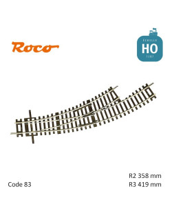 Aiguillage courbe à gauche Roco-Line R2/R3 358/419mm 30° Code 83 HO Roco 42464 - Maketis