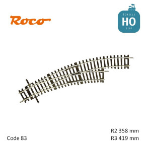 Aiguillage courbe à droite Roco-Line R2/R3 358/419mm 30° Code 83 HO Roco 42465 - Maketis