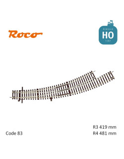Aiguillage courbe à gauche Roco-Line R3/R4 R419/481mm 30° Code 83 HO Roco 42472 - Maketis