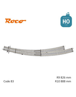Aiguillage courbe à gauche Roco-Line R9/R10 826/888mm 30° Code 83 HO Roco 42476 - Maketis