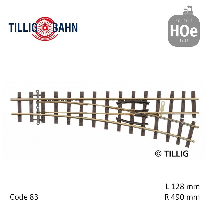 Weiche rechts 18°, Länge 128 mm H0e Tillig 85637 - Maketis