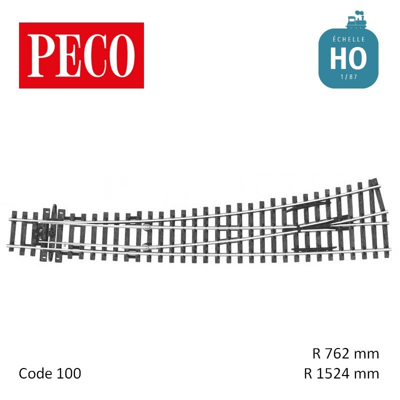 Aiguillage courbe à gauche Streamline Insulfrog R1524/762mm 12° code 100 HO Peco SL-87 - Maketis