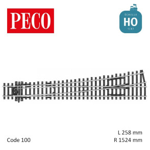 Aiguillage long à gauche Streamline Insulfrog R1524mm 12° code 100 HO Peco SL-89 - Maketis